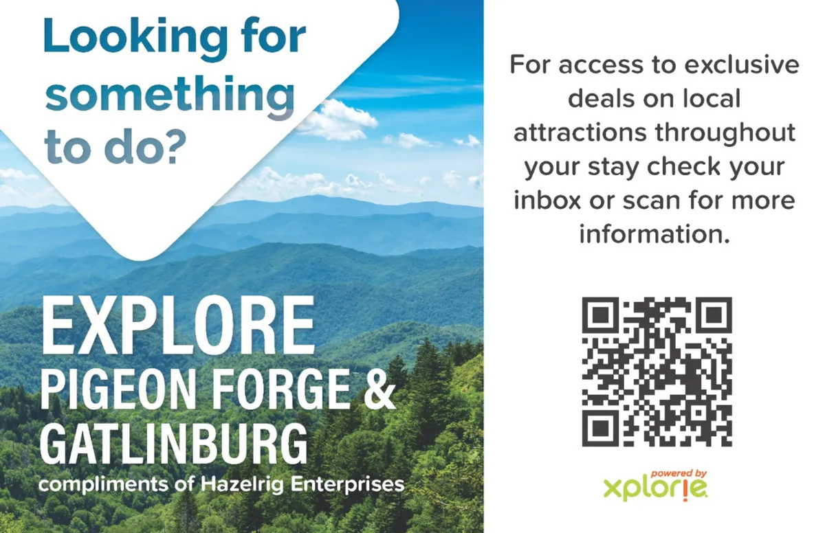 This scenic view captures expansive mountain ranges, lush trees, and open sky, inviting guests to imagine sightseeing, hiking, or exploring Pigeon Forge's famed natural beauty and attractions.